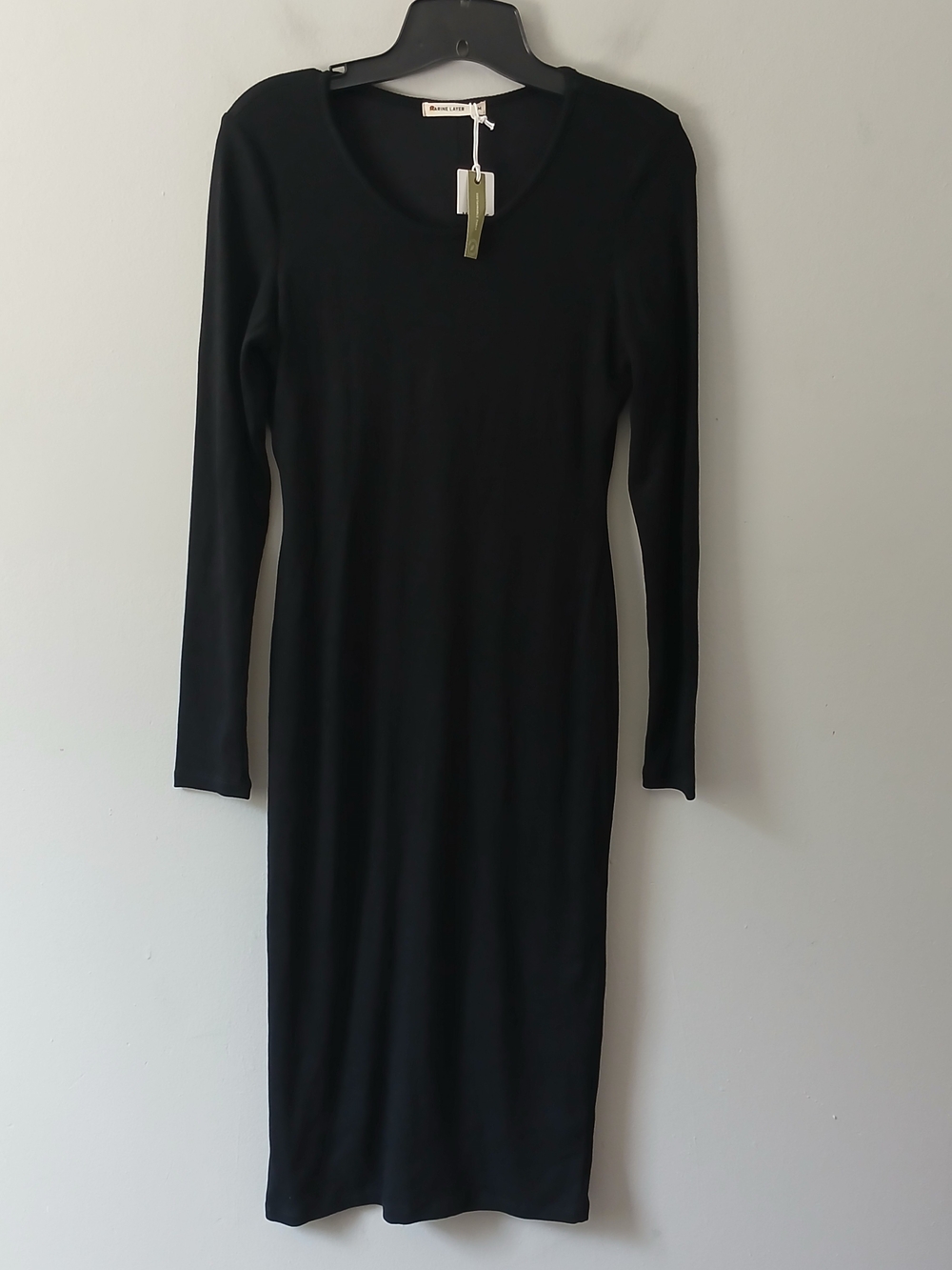 Marine Layer Women's Size Medium Lexi Rib Long Sleeve Midi Dress Black NWT!!!
